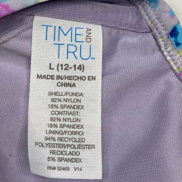 Time & Tru Bikini Top Multicolored Tie Dye Sz Large(12-14) - Picture 8 of 9